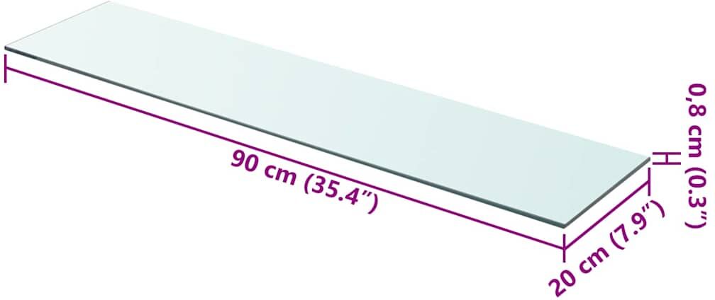 vidaXL Prateleiras 2 pcs 90x20 cm vidro transparente Transparente