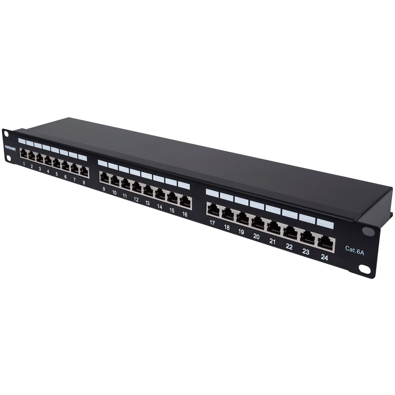 Intellinet 24-Port Cat6a Patchpanel FTP 1HE, schwarz