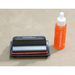 HumminGuru Brush Schallplatten-Reinigungsbürste mit 2 Pads + Spezialflüssigkeit
