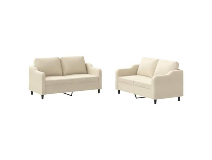 Coespram 2-tlg. Sofagarnitur mit Kissen, 2-Sitzer Polstersofa Set Creme Bequeme Sitzgruppe für Wohnzimmer und Büro, mit weicher Schaumstoffpolsterung und vier Rückenkissen für entspannte Stunden.