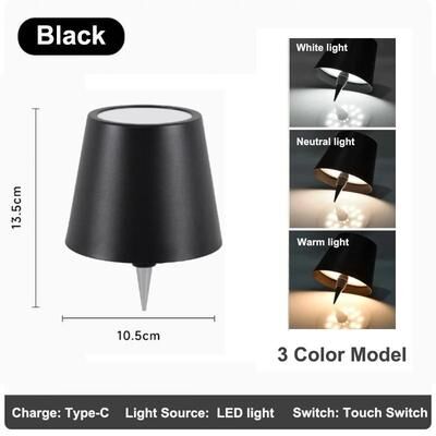 Uplift Essentials Wireless LED Wine Bottle Table Lamp Rechargeable Touch Control Light For Restaurants, Bars & Outdoor Dining b black 3 Colors