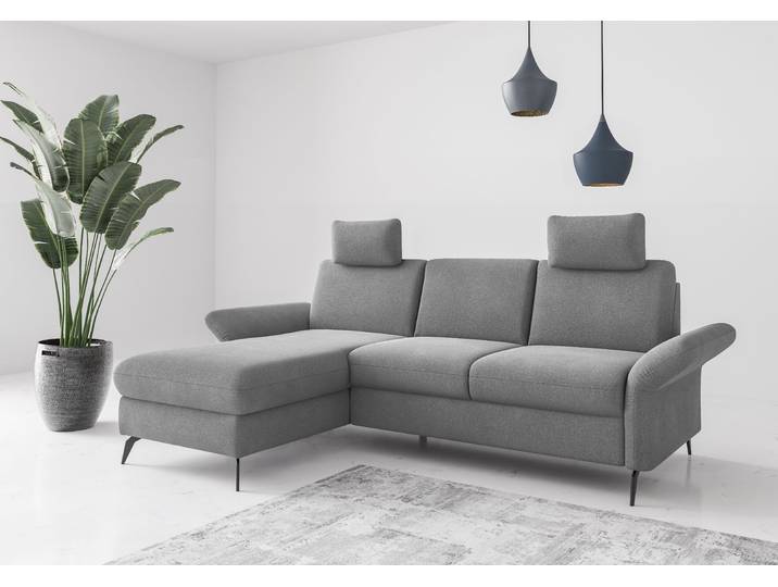 Ecksofa, Luxus-Microfaser, Grau, 251×164 cm, Recamiere Links, Modern, Home Affaire