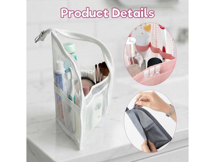 Kulturbeutel 3-teiliges Set stehend wasserdicht mit Zahnbürstenhalter, Mehrfarbig, 13x12x22 cm, Badaccessoires, Kosmetikdosen