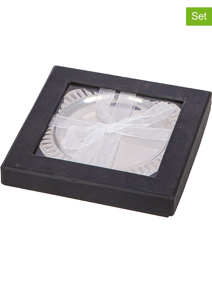 GILDE 4er-Set Untersetzer "Nova" in Silber - Ø 11 cm - onesize