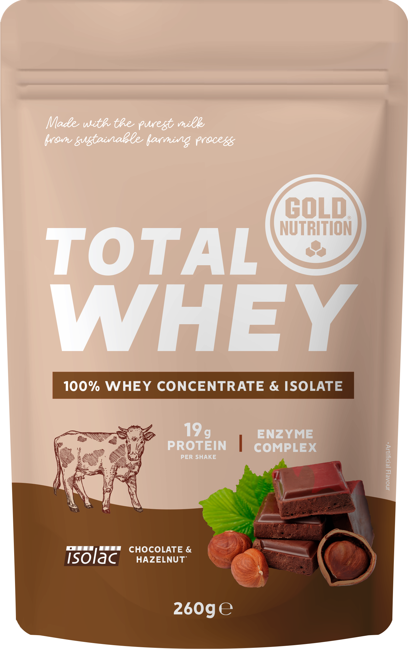 GoldNutrition Total Whey 260 gr Chocolate y Avellana