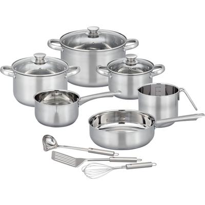 Topf-Set GSW "Toronto", silber (silberfarben), 2,8 l, Töpfe, mehrteiliges Kochtopf-Set aus Edelstahl inkl. praktischer Küchenhelfer