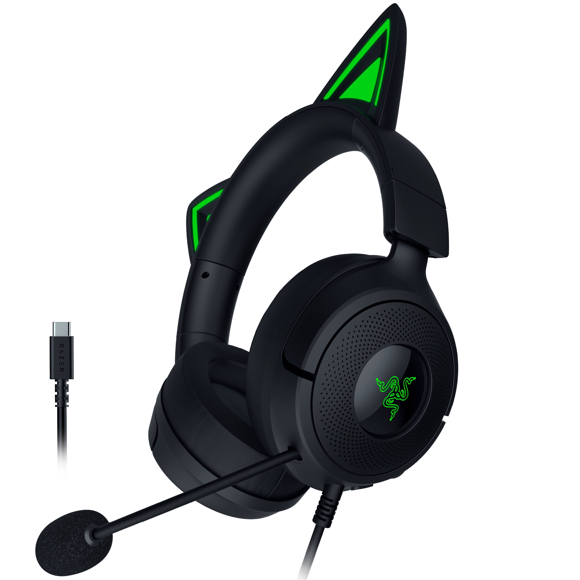 Razer Kraken Kitty V3 USB-C Gaming Headset mit Chroma RGB, 7.1 Surround Sound & HyperClear Mikrofon, kabelgebunden, Schwarz