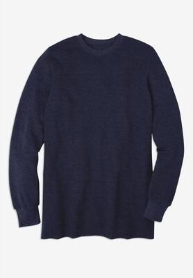 Men's Big & Tall Heavyweight Thermal Underwear Crewneck Tee by KingSize in Navy (Size 7XL) Long Underwear Top