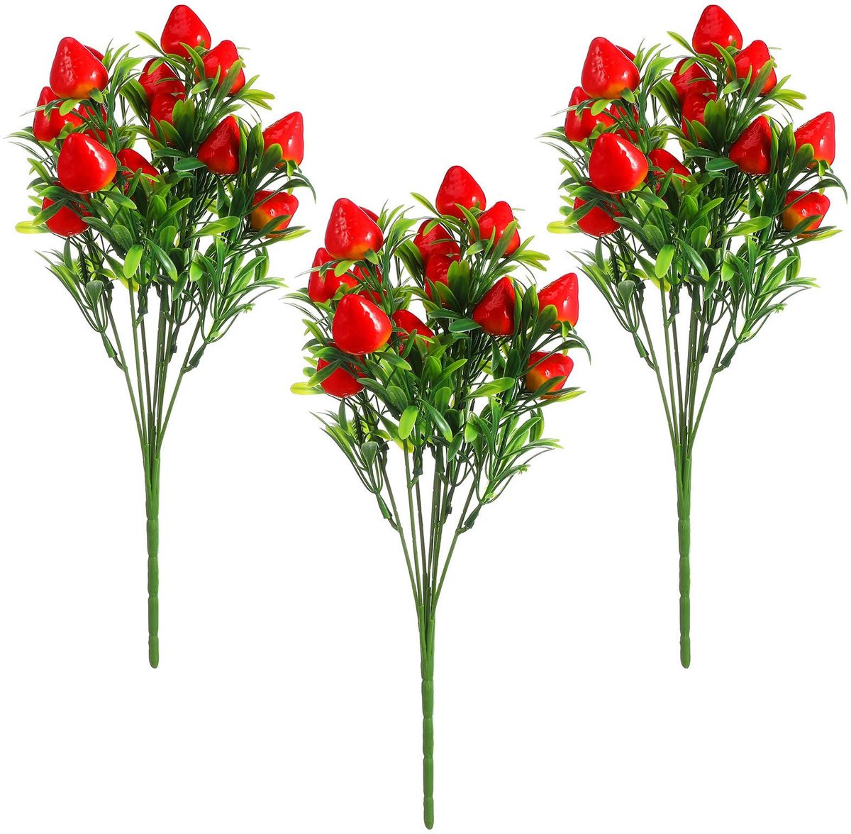 Set van 3 kunstmatige aardbeien voor decoratie en fotografie
