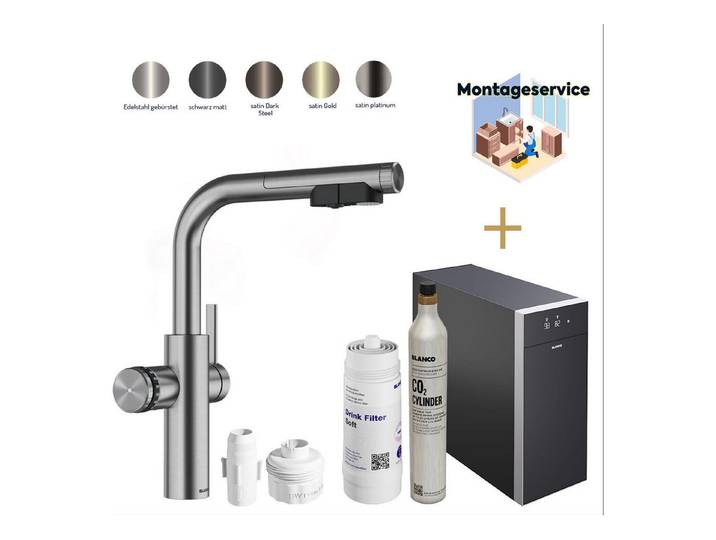 Blanco Küchenarmatur Blanco Choice Icona-L Set Trinkwasserarmatur mit Montageservice