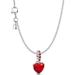 Pandora 21528 Damen-Kette Silber Geschenkset Rotes Muranoglas Herz
