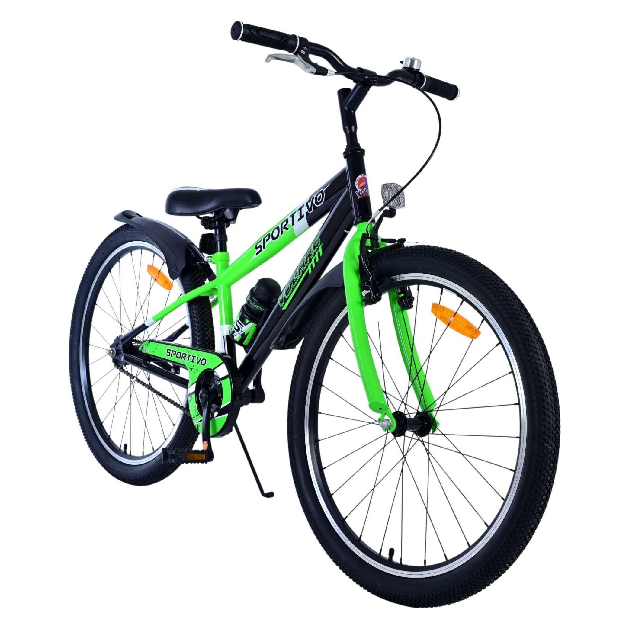Volare Sportivo Kinderfiets - Jongens - 24 inch - Zwart Groen - Twee Handremmen (24115) (24") (24114)