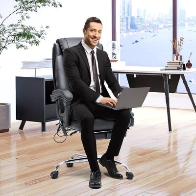 EROMMY Heated Massage Executive Office Chair, PU Leather with Retractable Footrest