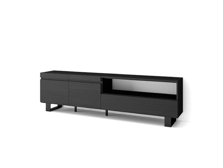 Skraut Home TV-Schrank, Lowboard für Wohnzimmer und Esszimmer 200x57x35cm Für TV-Geräte bis zu 80 Industriedesign Moderner Stil Schwarz