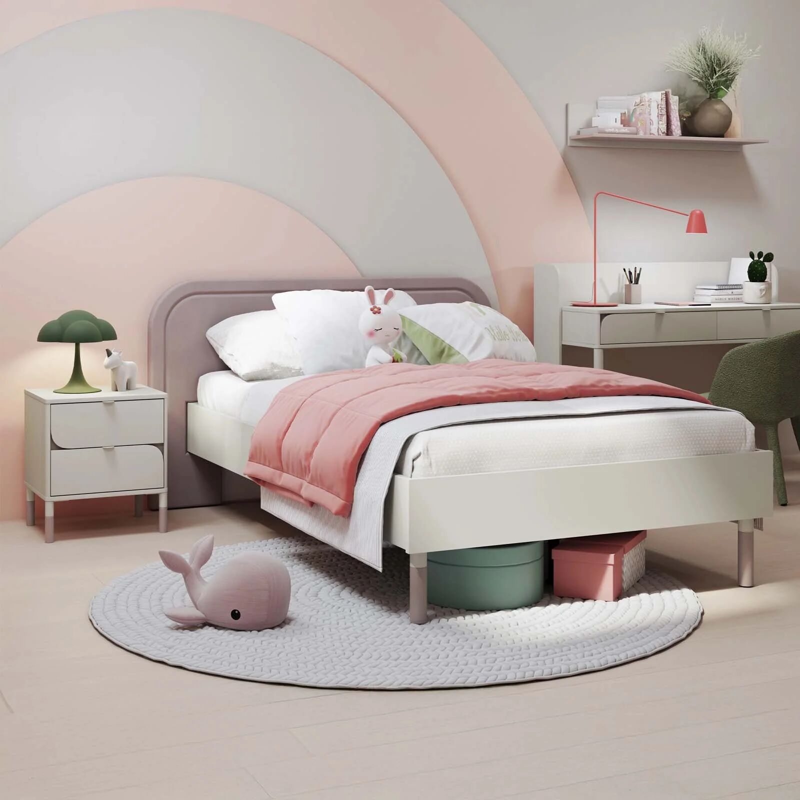 garneroarredamenti Letto una piazza e mezza 120x200cm con rete beige cashmere tortora Rita