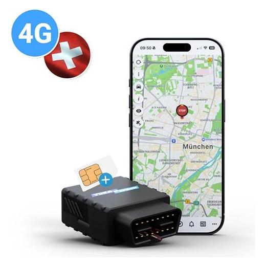 Yukatrack IoT-AIO-GPS-OBD2-4G-Fahrzeugortungsgerät mit SIM-Karte + Daten-Flatrate (YTOBD24GGPS)