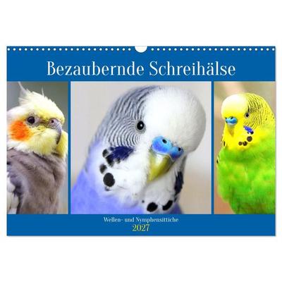 Bezaubernde Schreihälse. Wellen- und Nymphensittiche (Wandkalender 2027 DIN A3 quer), CALVENDO Monatskalender