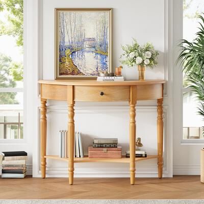 GREATPLANINC Half Moon Console Table Entryway Side Table