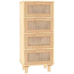 vidaXL Sideboard Braun 40x30x90 cm Massivholz Kiefer und Natur-Rattan