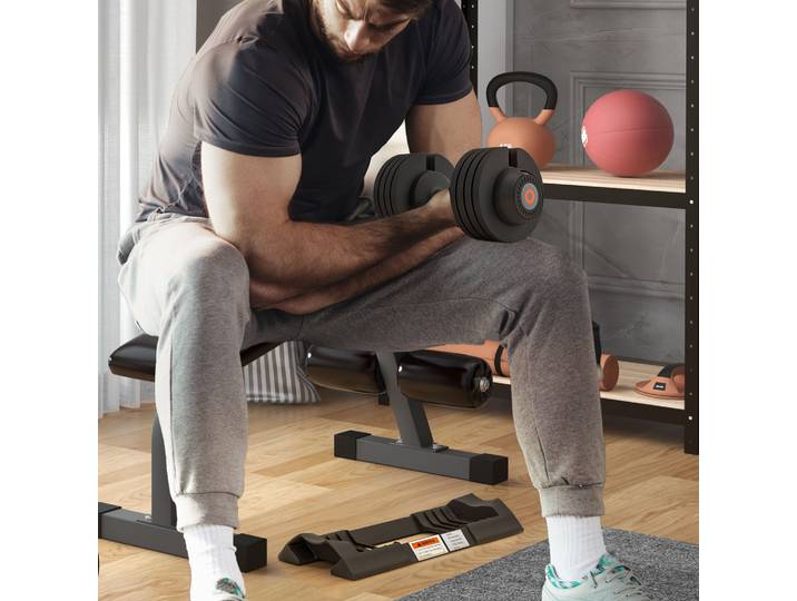 SPORTNOW Haltère Ajustable 20kg avec Base Antidérapante