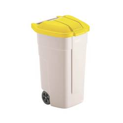 Rubbermaid 8713631021017 Wertstofftonne 100 l Polypropylen (B x H x T) 530 x 850 x 510 mm Gelb Fahrbar 1 St.