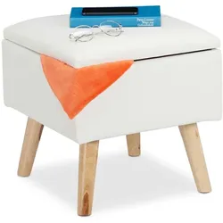 Relaxdays Sitzhocker mit Stauraum Kunstleder Weiß,Hellbraun
