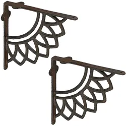 Relaxdays Regalträger, 2er Set, Gusseisen, Mandala-Motiv, antikes Design, Winkel für Regalbretter, Regalhalter, braun