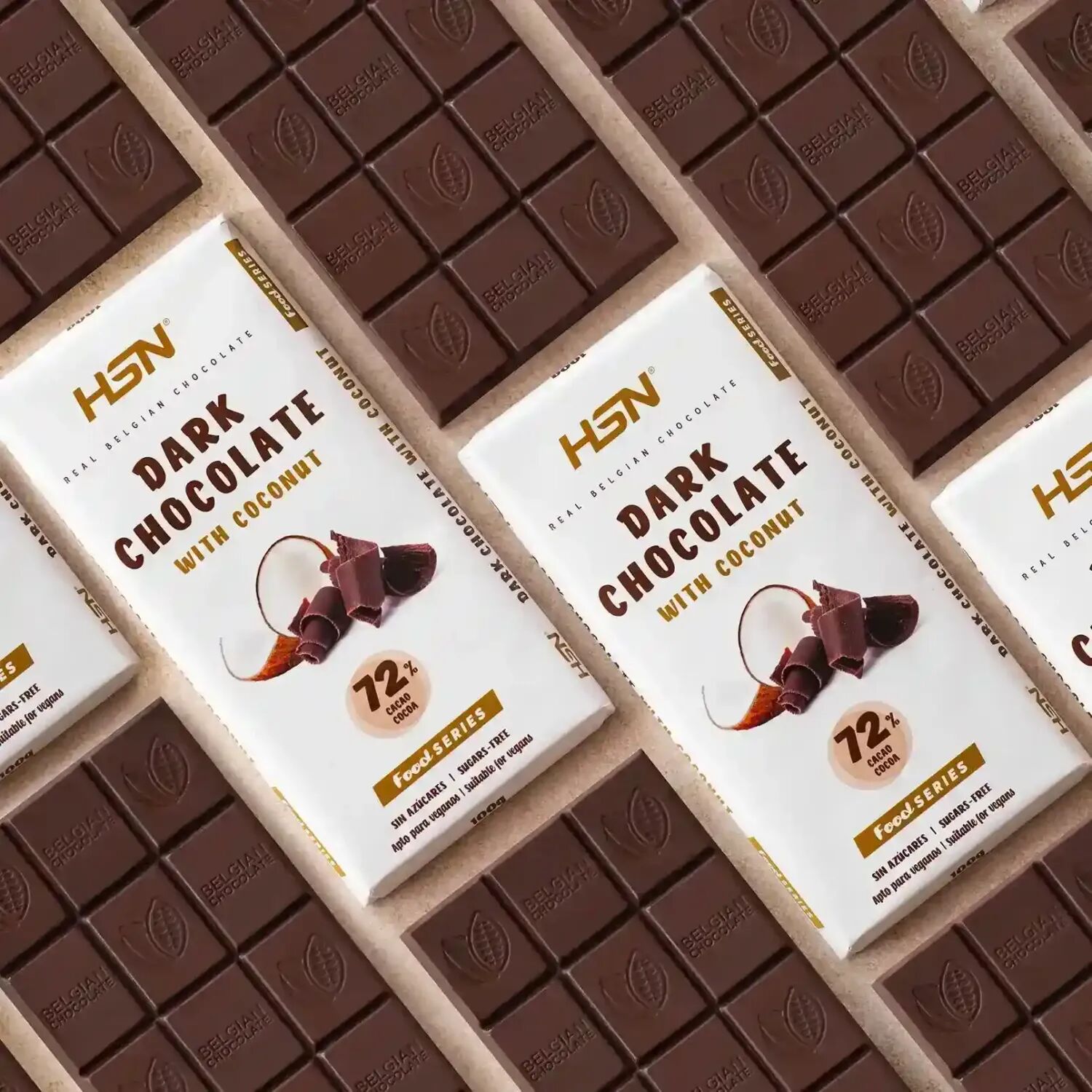 HSN Tableta chocolate negro con coco sin azúcar - 100g - Snacks y Tentempiés -  - 5  Servicios