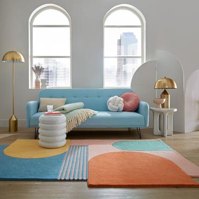 Teppich FLAIR RUGS "LOZENGE", bunt (leuchtend bunt), B:200cm H:10mm L:290cm, Wolle, Teppiche, Teppich, Kurzflor, Retro Muster