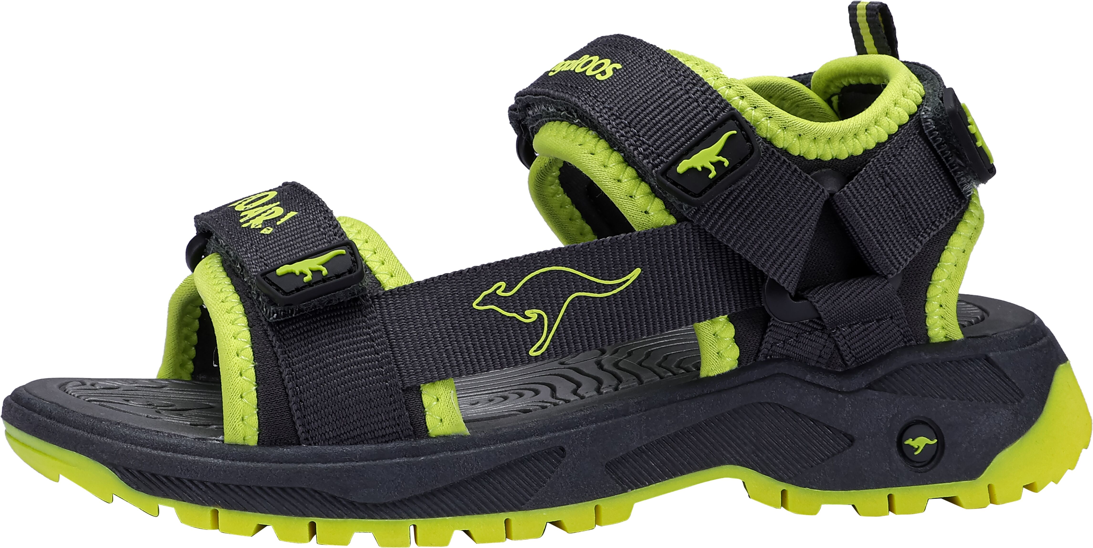 Sandale KANGAROOS "K-AS JAMIE", Mädchen, Gr. 29, Synthetik, grün (raven, dino), Mesh, Synthetik, Schuhe Sandale raven, dino 29, Synthetik