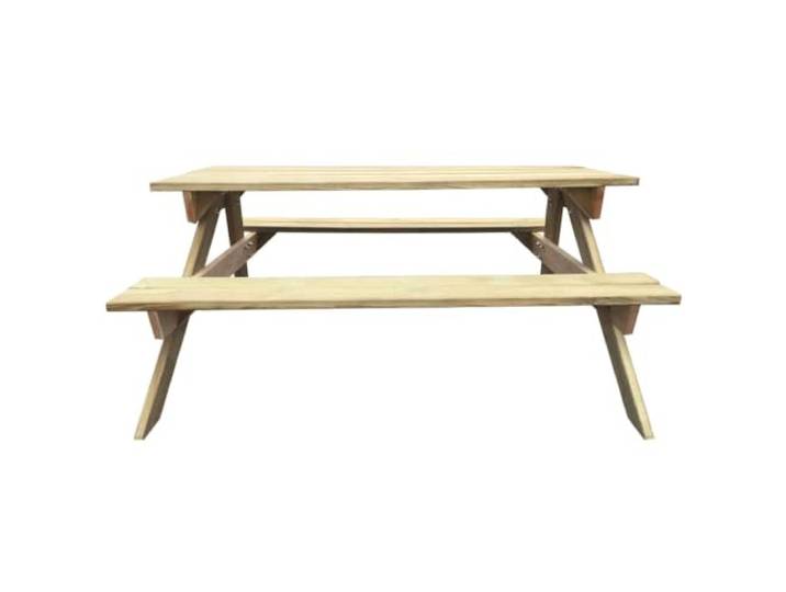 FDSAQOPT Picknicktisch 150x135x71,5 cm Holz Grün-imprägniertes Kiefernholz, zwei Sitzbänke, große Tischplatte, einfache Montage, Garten