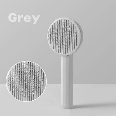DynamicDeals Gentle Self Cleaning Cat Grooming Brush For Shedding Hair And Undercoat Care grey 1pcs