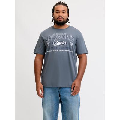 T-Shirt "JJELOGO TEE SS O-NECK 2 COL AW26 SN PLS", Herren, Gr. 5XL, turbulence, Jersey, Obermaterial: 100% Baumwolle, JACK & JONES PLUSSIZE, normal, Rundhals, Shirts T-Shirt, aus reiner Baumwolle, mit geradem Abschluss am Rumpf, in Plus Size