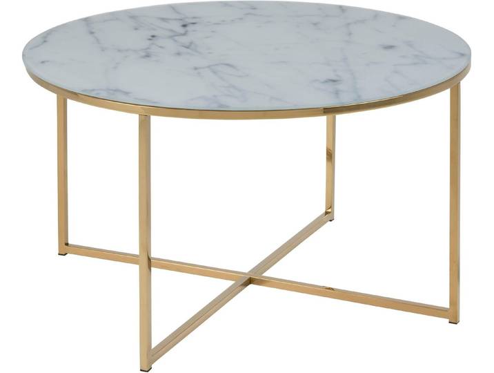 ACTONA GROUP Couchtisch Alina, mit Marmorprint auf der matten Glasplatte und einem Metallgestell