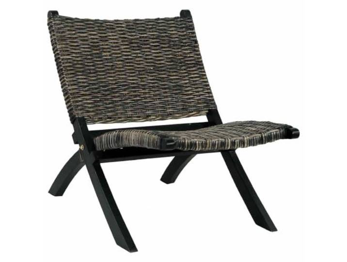 Heofavd Relaxstuhl Schwarz Natur Kubu Rattan Mahagoni Massivholz 60cm