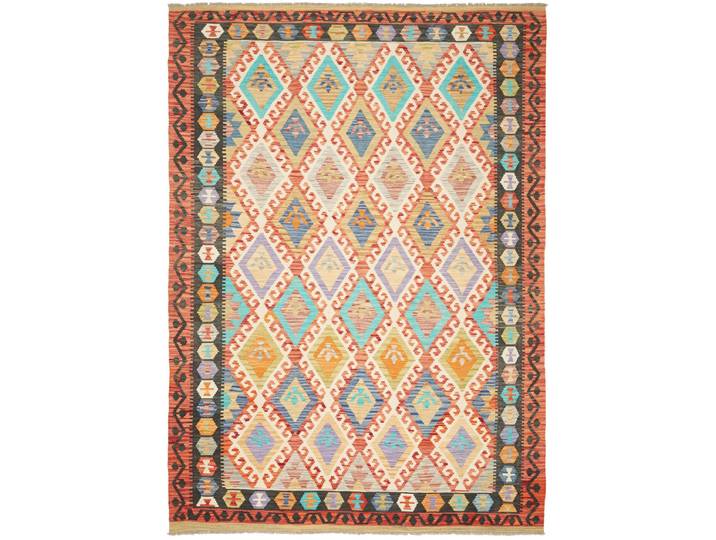 Kelim Afghan Teppich 205x290 Handgewebt Orientteppich Wolle