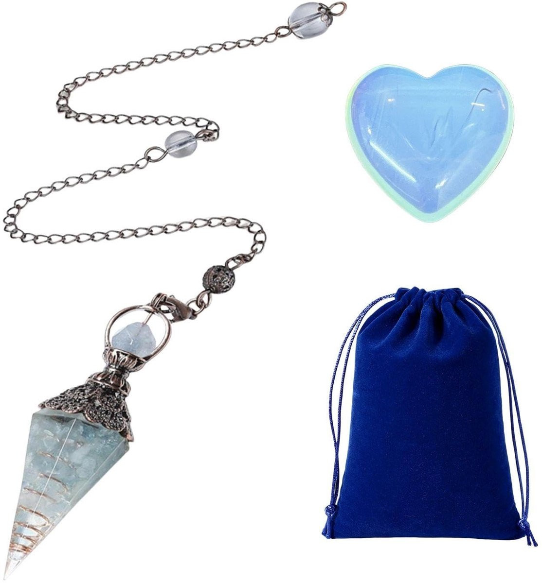 Dailygoods Kristallen Hanger met Zeshoekige en Hartvormige Details en Flanellen Opbergtas