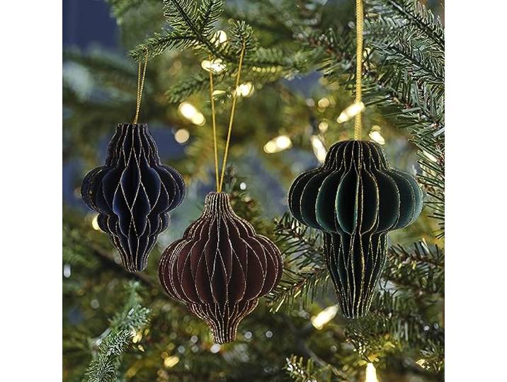 Ginger Ray Glitter Edge Honingraat Opknoping Kerstboom Decoraties 3 Pack
