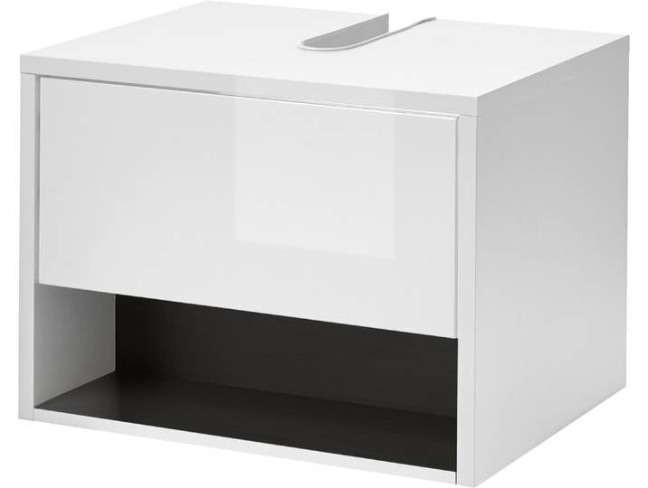 Waschbeckenunterschrank HOME AFFAIRE Studio Line, Badschrank in Hochglanz Weiss, Waschtisch , grau (weiß, anthrazit), B:60cm H:44cm T:46cm, Schränke, Waschbeckenunterschrank, in zwei Farben verfügbar, ausreichend Stauraum