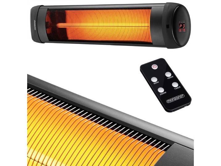 Monzana Infraroodstraler 2500W - Incl. Afstandsbediening – Zwart
