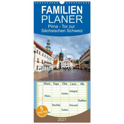 Familienplaner 2027 - Pirna - Tor zur Sächsischen Schweiz mit 5 Spalten (Wandkalender, 21 x 45 cm) CALVENDO