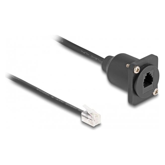 Delock D-Typ RJ10 Kabel Stecker zu Buchse schwarz 30 cm (87965)