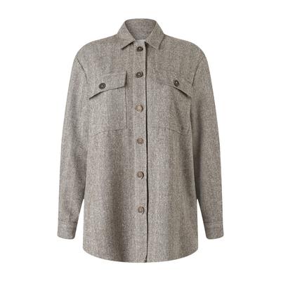 Strickjacke MAERZ MUENCHEN "Maerz Muenchen 114001 Strickjacke Damen Bekleidung", Damen, Gr. 44, grau (dunkelbraun), 32% Wolle, 26% Baumwolle, 26% Seide, 14% Polyamid, 2% Andere, Strickjacken Strickjacke