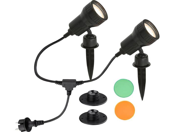 BRILONER - Buitenlamp - LED Grondspot - buitenverlichting met spies - zwart - 2 stuks
