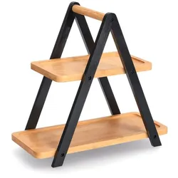 2-stöckige Etagere 32 cm Holz Schwarz