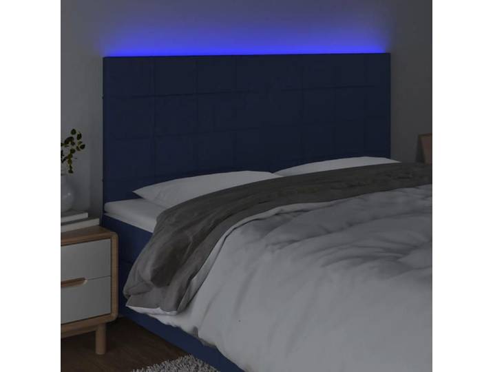 BEL ACHAT*Tête de lit à LED - Colorée - ABBOI - Entretien facile Bleu 160x5x118/128 cm Tissu Promo459462
