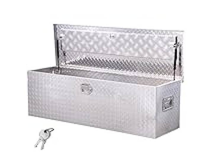 VEVOR Boîte à outils pour camion en aluminium, 1244,6x381x381 mm, coffre de benne de pick-up avec poignées latérales et clés de verrouillage, pour remorque, benne de camion, camping-car, argent