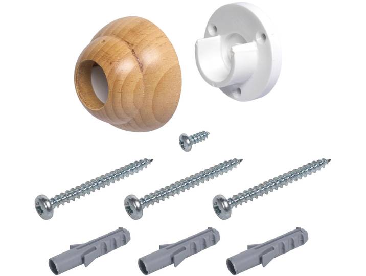 Wandträger LIEDECO Thüringen , beige (natur), Ø:2,8cm, Gardinenstangenhalterungen, Wandträger, für Gardinenstangen Ø 28 mm