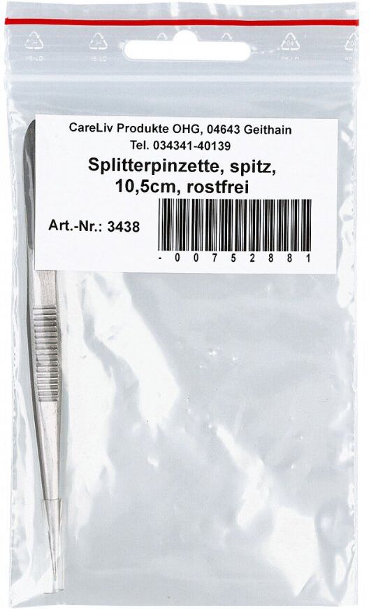 Pinzette Splitter spitz rostfrei 10,5 cm