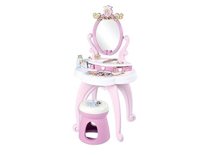 Smoby - Disney Princess Frisier- und Schminktisch (49 x 36 x 94 cm) - Friseursalon mit Spiegel, Hocker und Zubehör, Prinzessinnen-Frisierset für Kinder ab 3 Jahre